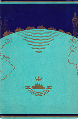 Front Cover of a Cabin and Tourist Class Passenger List from the RMS Ausonia of the Cunard Line, Departing 15 October 1938 from Southampton to Montreal and Quebec via Le Havre