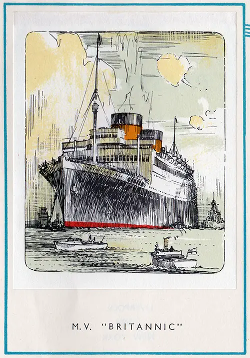 Painting of the MV Britannic of the Cunard Line - 10 April 1953.