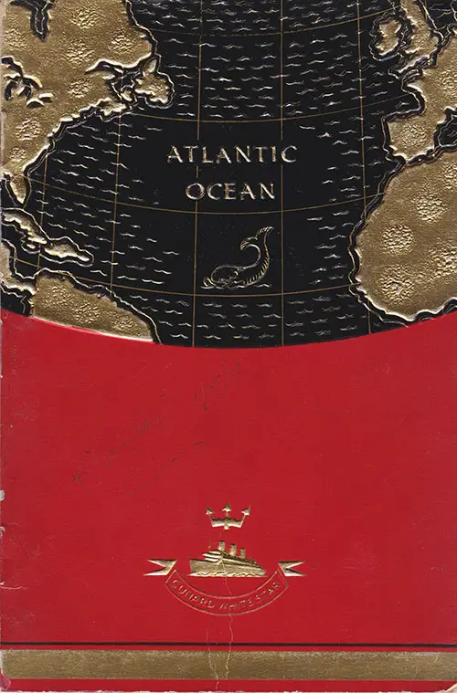 Front Cover of a Cabin and Tourist Class Passenger List from the RMS Carinthia of the Cunard Line, Departing 15 January 1938 from Liverpool to New York and Boston via Greenock