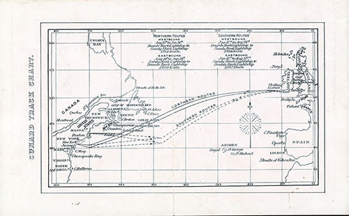 Cunard Atlantic Ocean Track Chart, 1900.