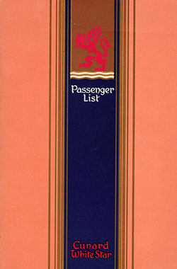 Front Cover of a Cabin Class Passenger List from the RMS Queen Elizabeth of the Cunard Line, Departing 14 May 1948 from New York to Southampton via Cherbourg