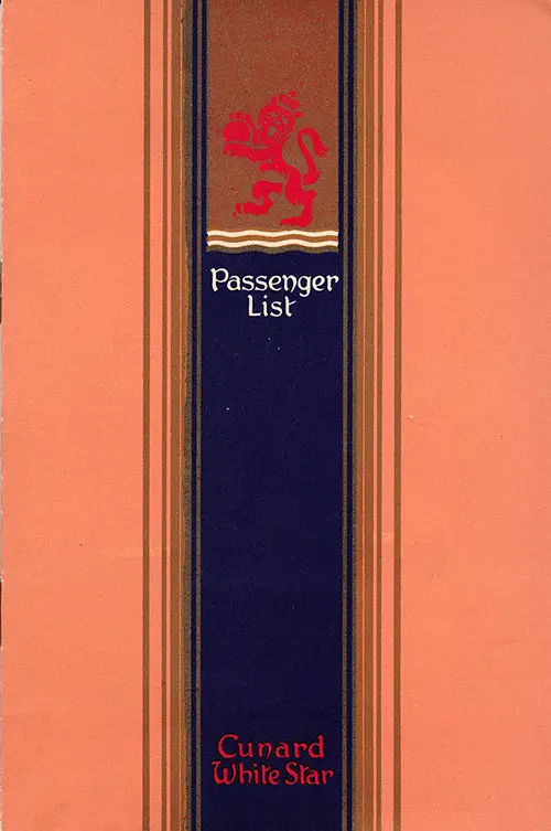 Front Cover of a Cabin Class Passenger List from the RMS Queen Elizabeth of the Cunard Line, Departing 6 May 1949 from Southampton to New York via Cherbourg