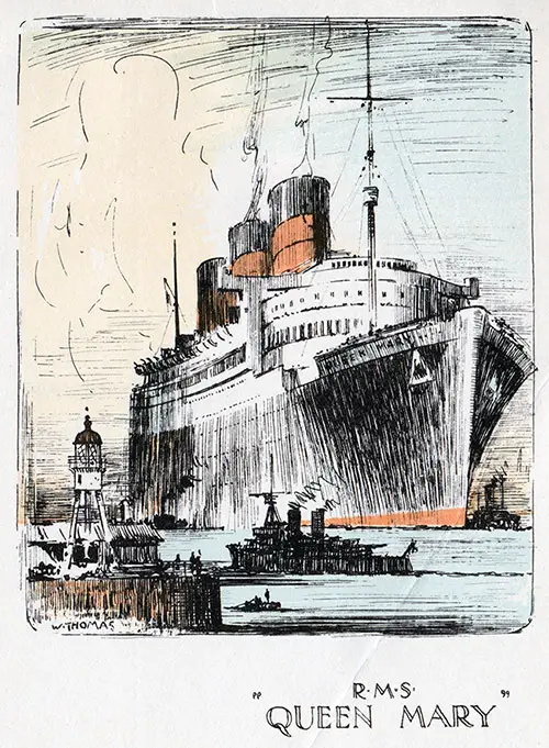 RMS Queen Mary Based on a Painting, Cunard Line RMS Queen Mary Tourist Class Passenger List - 2 September 1936.