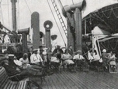 Third Class Passengers on Promenade Deck, SS Albert Ballin