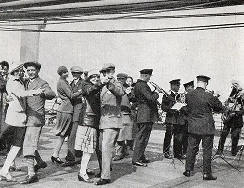 Third Class Dance on the Promenade Deck - SS Deutschland (c. 1930)