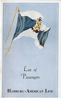 Front Cover, 1935-07-11 SS Hamburg Passenger List