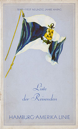Front Cover, 1937-09-14 SS Stuttgart Passenger List