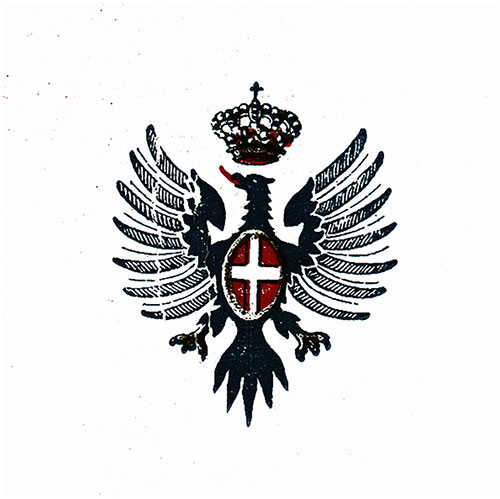 Close-Up of Emblem on Back Cover- 30 June 1927 Conte Biancamano Passenger List.