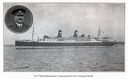 SS Conte Biancamano Commanded by Captain Giuseppe Turchi - 30 June 1927.
