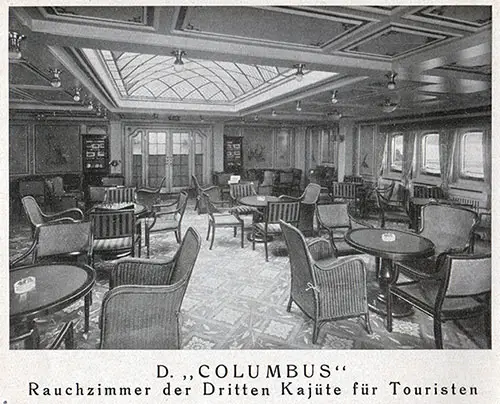 Tourist Third Cabin Smoking Room on the SS Columbus.