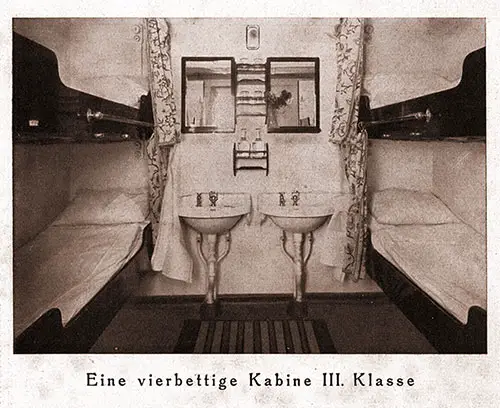 Third Class Four-Berth Cabin (Kabine mit vier Schlafplätzen der dritten Klasse).
