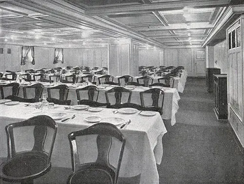 Third Class Dining Room on the SS Columbus.
