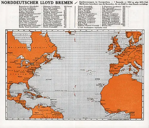 Norddeutscher Lloyd Bremen Map of Their Global Ports of Call, 1928.
