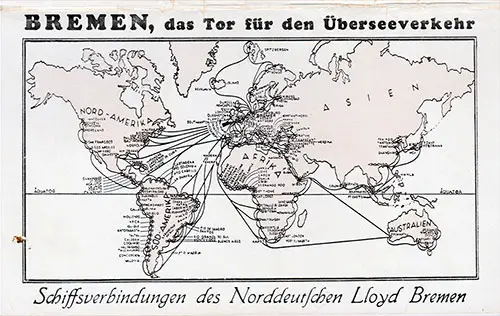 Global Track Chart on the Back Cover, North German Lloyd SS Columbus First and Second Class Passenger List - 28 July 1928.