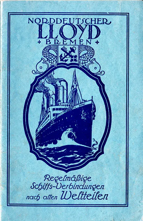 Front Cover of a Tourist Third Cabin and Third Class Passenger List from the SS Columbus of the North German Lloyd, Departing 22 September 1928 from Bremen to New York via Southampton and Cherbourg