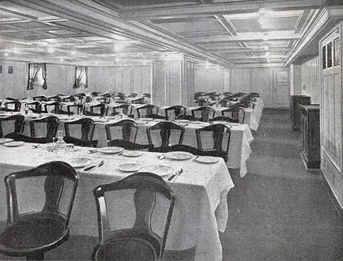Third Class Dining Room on the SS Columbus of the Norddeutscher Lloyd.