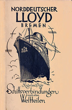 Front Cover of a Tourist Third Cabin and Third Class Passenger List from the SS Columbus of the North German Lloyd, Departing 29 September 1930 from Bremen to New York via Southampton and Cherbourg