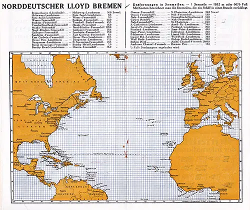 Global Port of Calls Map of the Norddeutscher Lloyd Bremen Steamship Company, 1928.