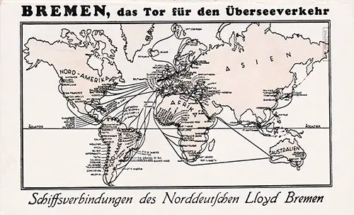 Global Track Chart on the Back Cover, North German Lloyd SS Karlsruhe Cabin Class Passenger List - 23 August 1928.