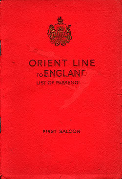 1948-02-07 Passenger Manifest for the RMS Orion