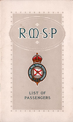 Front Cover of a Cruise Passenger List from the SS Araguaya of the RMSP, Departing 28 February 1925 from New York to Bermuda