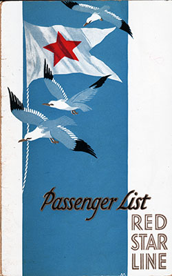 Front Cover, SS Pennland Passenger List - 27 July 1928