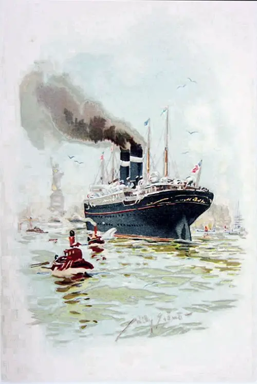 Back Cover, Red Star Line RMS Vaderland Cabin Class Passenger List - 10 September 1904.