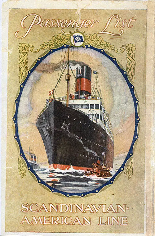 Back Cover, Scandinavian-American Line SS Hellig Olav Cabin and Tourist Third Cabin Passenger List - 27 July 1929.