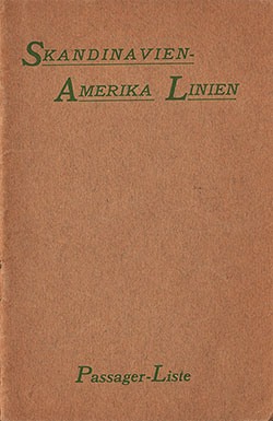 Front Cover, SS Oscar II Passenger List - 14 August 1925