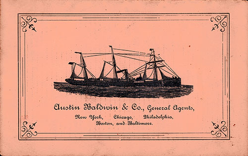 Back Cover, State Line Steam Ship Company SS State of Pennsylvania Cabin Class Passenger List - 28 June 1883.
