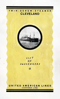 Front Cover, 1925-05-08 SS Cleveland Passenger List