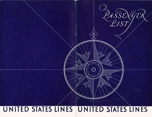 Front and Back Cover, United States Lines SS George Washington Cabin Class Passenger List - 8 September 1931.