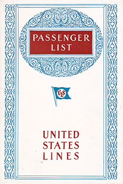 Front Cover of a First and Second Class Passenger List from the SS Leviathan of the United States Lines, Departing 5 June 1928 from Southampton via Cherbourg to New York