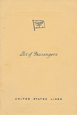 Front Cover of a Cabin Class Passenger List from the SS Manhattan of the United States Lines, Departing 11 March 1936 from Hamburg to New York via Le Havre, Southampton, and Cobh