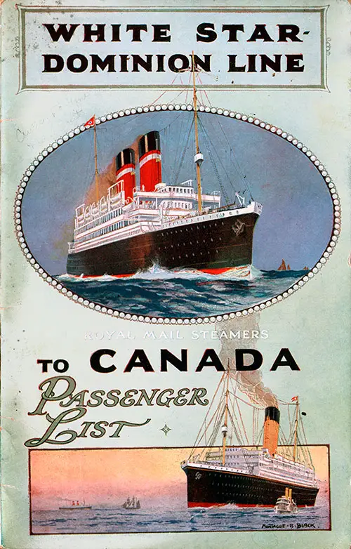 White Star-Dominion Line Canadian Service, SS Canada Passenger List, 18 September 1925.