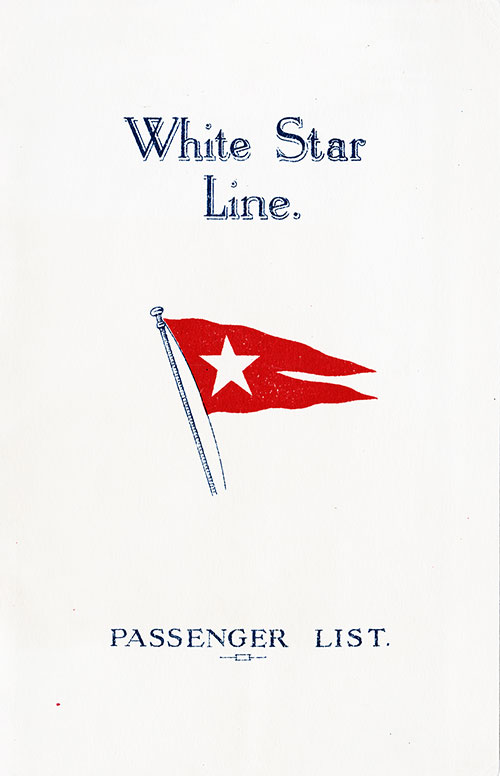 Front Cover, White Star Line SS Albertic Tourist Third Cabin Passenger List - 9 September 1927.