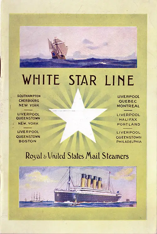 Front Cover, RMS Baltic Passenger List - 1 April 1922