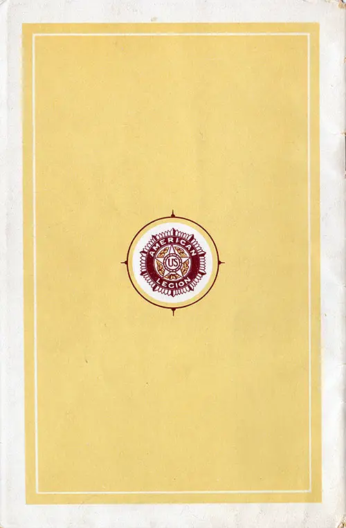 Back Cover, White Star Line RMS Cedric American Legion Passenger List - 8 October 1927.