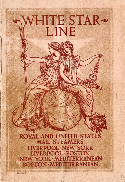 Front Cover, White Star Line RMS Cymric First Class Passenger List - 8 March 1906.