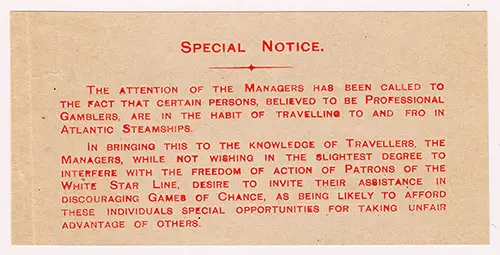 Specail Notice - Professional Gamblers Alert