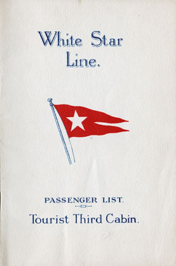 Passenger Manifest, White Star Line RMS Homeric - 1926-08-25