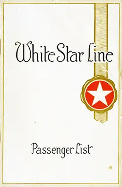 Passenger Manifest, White Star Line RMS Laurentic - 1928-09-14