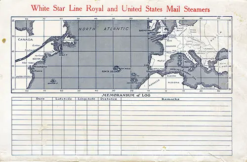 Back Cover, SS Laurentic Passenger List - 14 September 1928