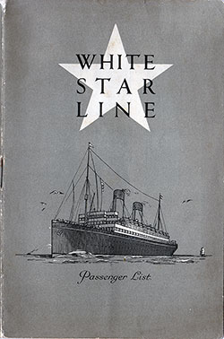 Front Cover, 1930-08-22 SS Megantic Passenger List