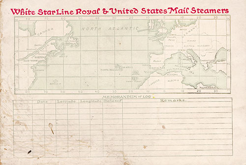 Back Cover, RMS Oceanic Passenger List - 8 December 1909