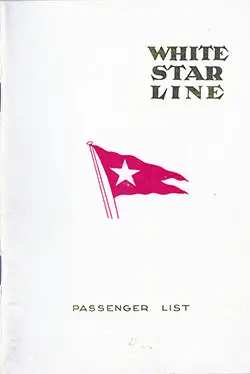 Passenger Manifest, White Star Line SS Pittsburgh - 1924-05-22