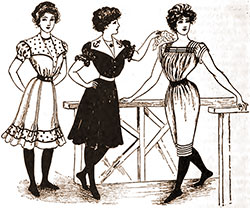 Bathing Suits / Dresses For Women, Styles 1AB, 2AB, and 3AB. The Delineator, June 1901.