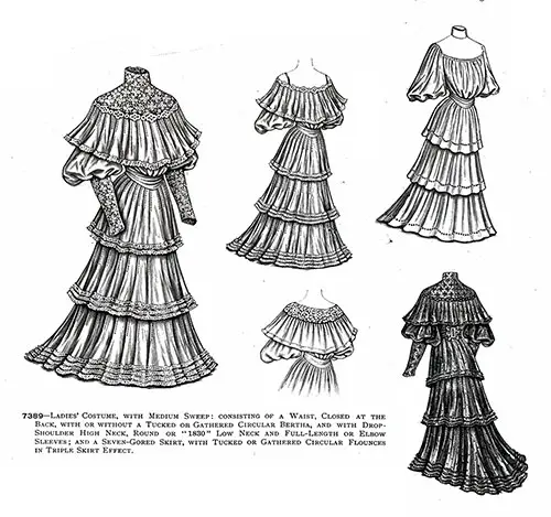 Ladies White Crepe de Chine Costume No. 7389 - 1904
