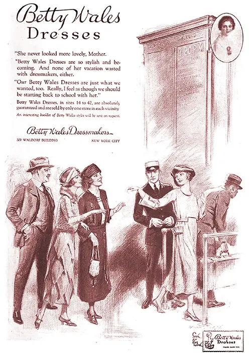 1920 Print Advertisement for Betty Wales Dresses. Good Housekeeping Magazine, September 1920.