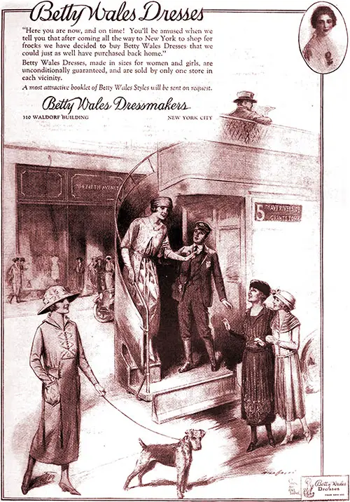 1920 Print Advertisement for Betty Wales Dresses.